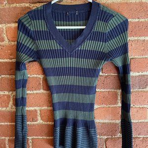 Striped V Neck Sweater